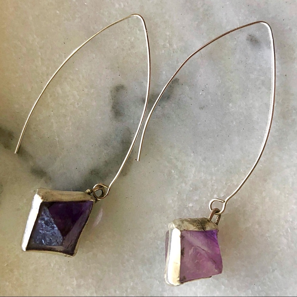Rainbow Fluorite Sterling Silver Threader Earrings - image 7
